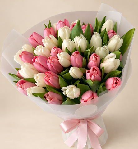 Pink and Cream Tulip Bouquet