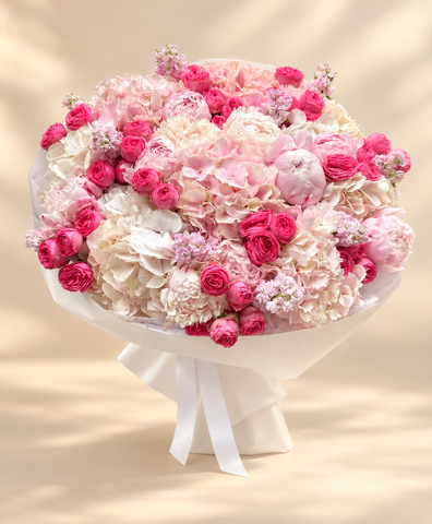 Pink Roses & Hydrangeas with Sweet Peas