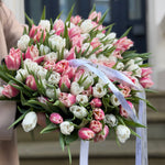 100 Pink & White Tulip Bouquet