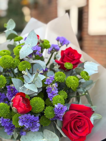 Chrysanthemum, Rose & Eucalyptus Bouquet