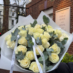 25 White Roses & Eucalyptus Bouquet