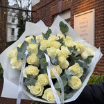 25 White Roses & Eucalyptus Bouquet