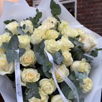 25 White Roses & Eucalyptus Bouquet