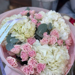 Ivory Elegance – White Hydrangea & Spray Rose Bouquet