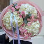 Ivory Elegance – White Hydrangea & Spray Rose Bouquet