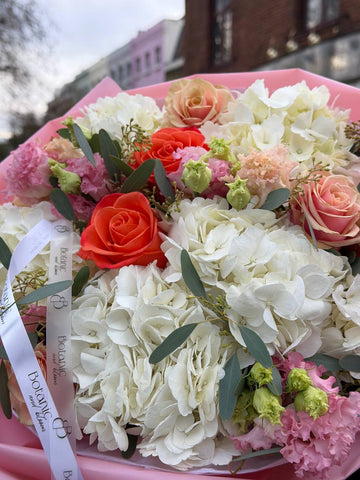 Mixed Hydrangea, Rose & Eustoma Bouquet