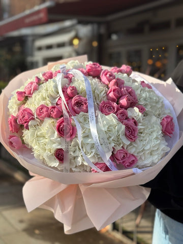 Pure Elegance – White Hydrangea & Rose Bouquet