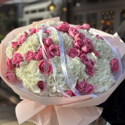 White Hydrangea & Spray Rose Bouquet