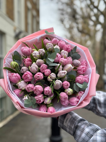 50 Pink Peony Tulips Bouquet