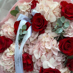 Hydrangea & Red Rose Bouquet
